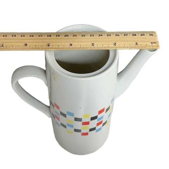 MCM Colorful‎ Checked Coffee Tea Pot Fred Roberts San Francisco Porcelain 1970s - Picture 12 of 12